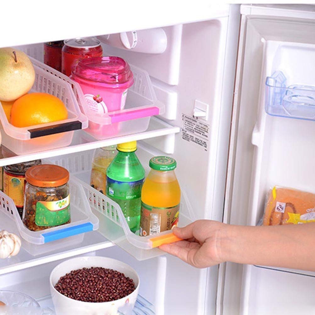 Inditradition Space Saver Fridge Organizer Bins | Stackable Refrigerator Food Storage Organizer, Food Grade Plastic (Pack Of 8)